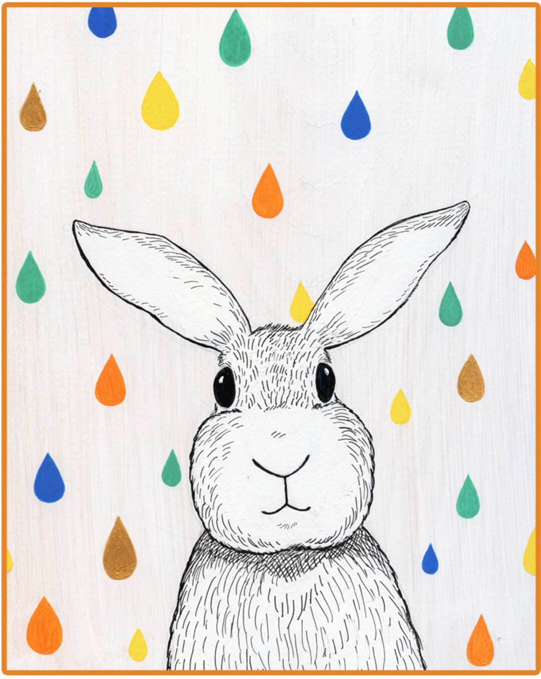 Colorful Raindrop Bunny Art Print - Etsy