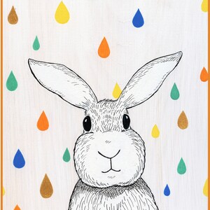 Colorful Raindrop Bunny Art Print - Etsy