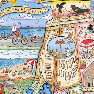 Bristol Rhode Island Map Kunstdruck 40cm x 50cm