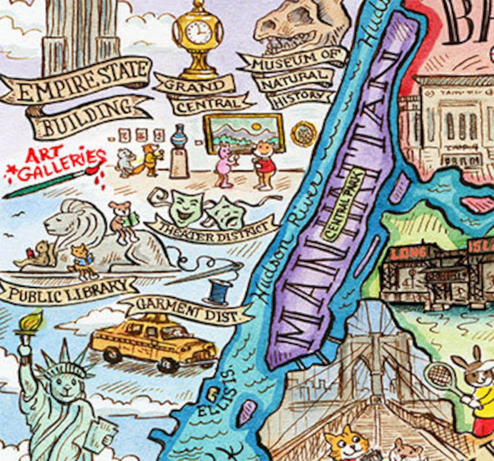 New York City Map Art 8 X 10 Etsy