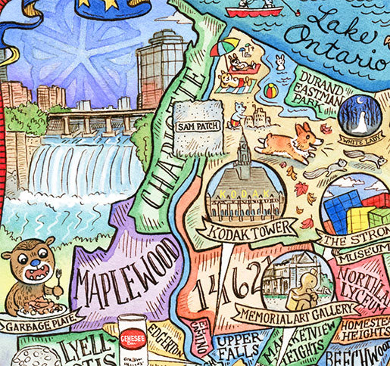 Rochester New York Map Art Print 11"x 14" - Etsy