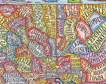Baltimore Maryland Stadtteil Karte Kunstdruck 11 "x 14"