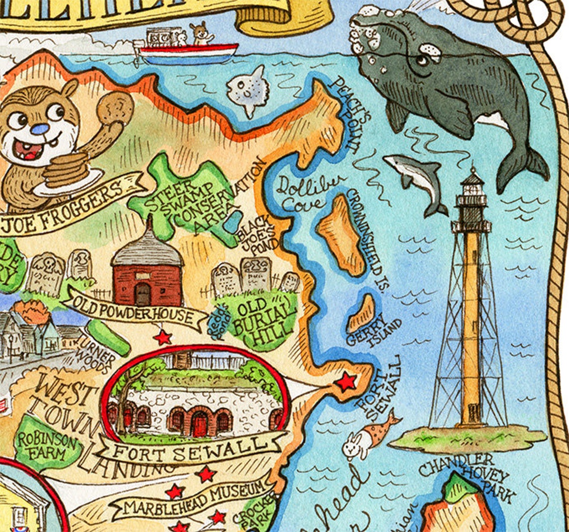 Marblehead Massachusetts Map Art Print 16 X 20 - Etsy