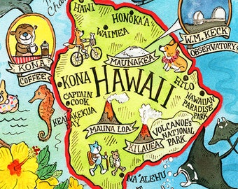 ハワイ諸島州地図 11インチ×14インチ - Etsy 日本