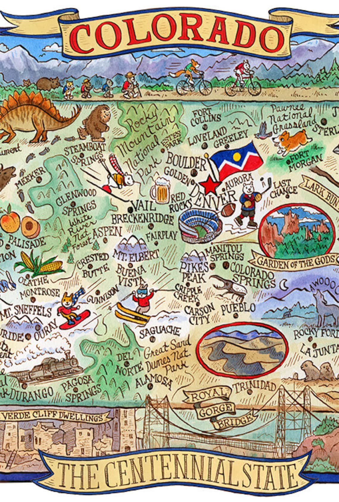 Colorado State Map 16x20 Art Print Etsy