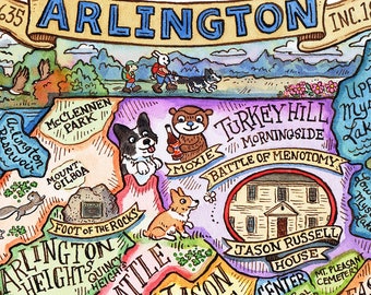 Arlington MA Map Art Print 8"x 10"