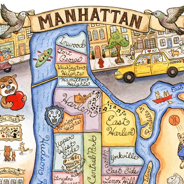 New York City Map Manhattan Art Print 11" x 14"