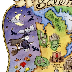 Karte von Salem Massachusetts, Kunstdruck 20x25 cm