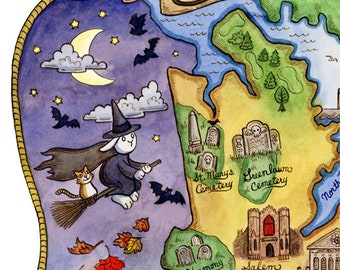 Karte von Salem Massachusetts, Kunstdruck 20x25 cm