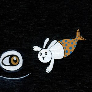 Bowhead Whale and Merbunny Art Print The Secret 8 x 10 image 2