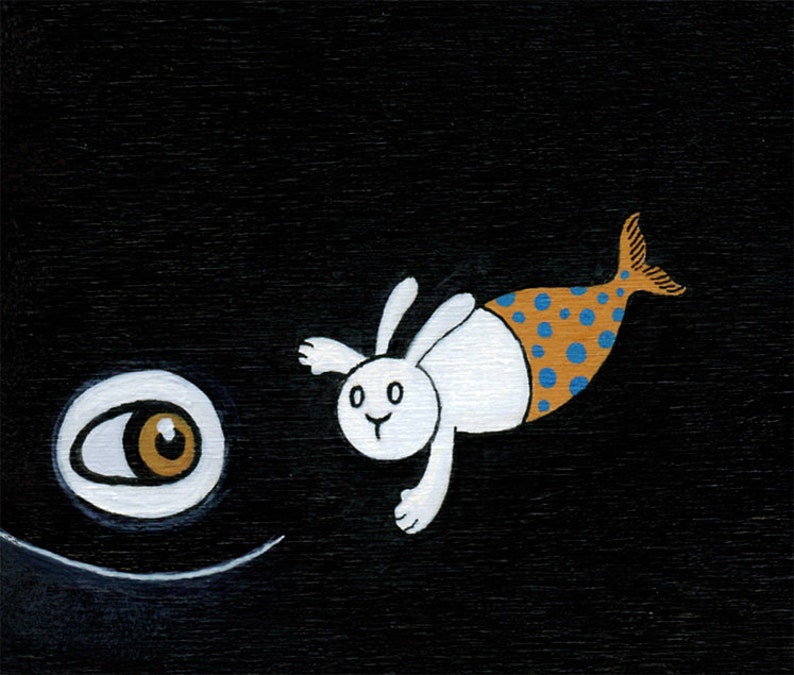 Bowhead Whale and Merbunny Art Print The Secret 8 x 10 image 2