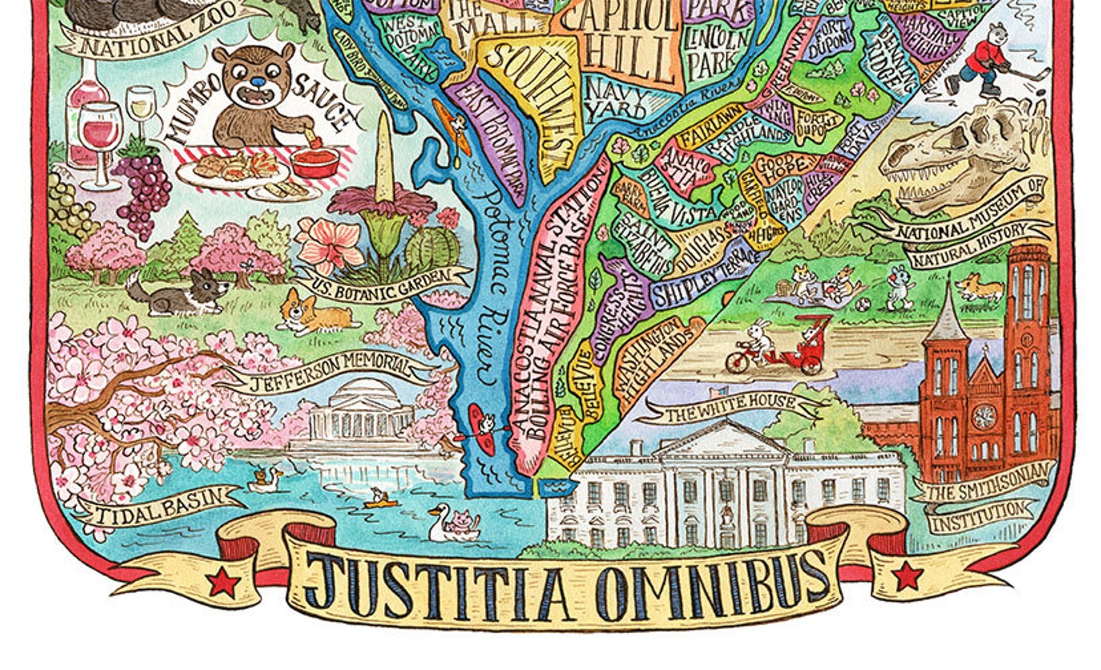 Washington DC Neighborhood Map Art Print 8"x10" - Etsy