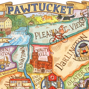 Pawtucket Rhode Island Map Art Print 8&quot;x10&quot;