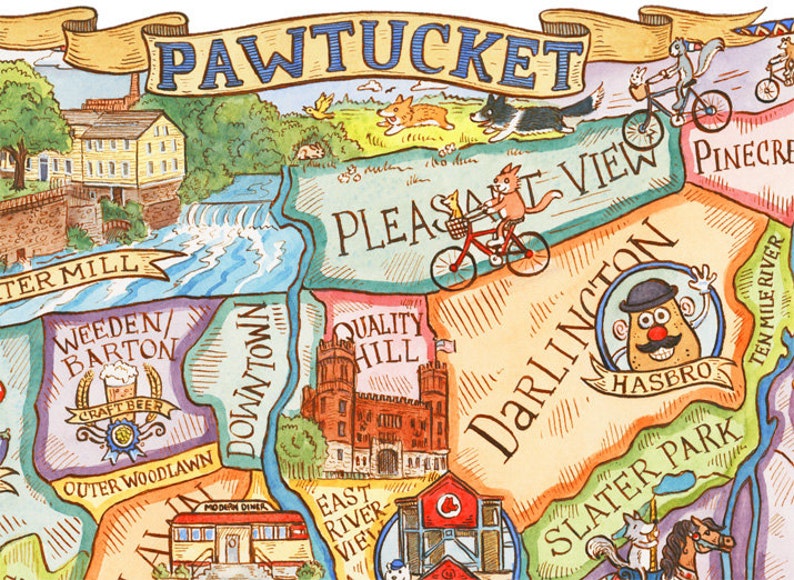 Pawtucket Rhode Island Map Art Print 8x10 Etsy