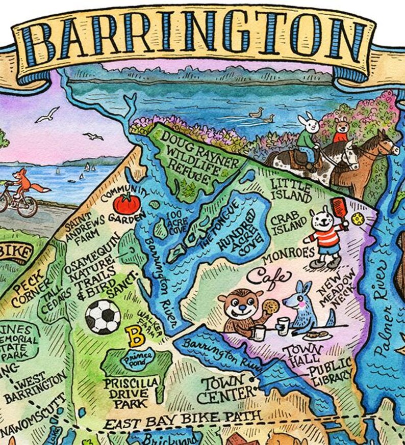 Barrington Rhode Island Map Art Print 16x 20 Etsy Il K2jr 