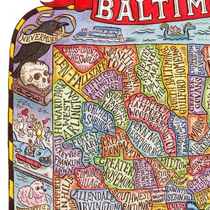Baltimore Maryland buurt kaart kunstafdruk 8 x 10 inch