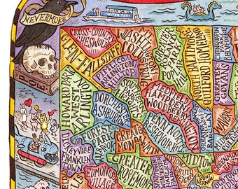 Baltimore Maryland Neighborhood Map Art Print 16&quot;x20&quot;