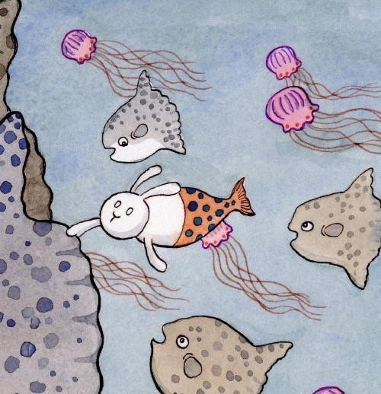 Ocean Sunfish Art, Mola Mola Art, Fish,ocean - Along for the Ride - Etsy