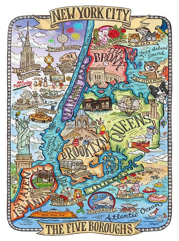 New York City Borough Map Art 11