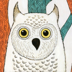 Blue Moon Owl Forest Art Print 8 x10 image 2