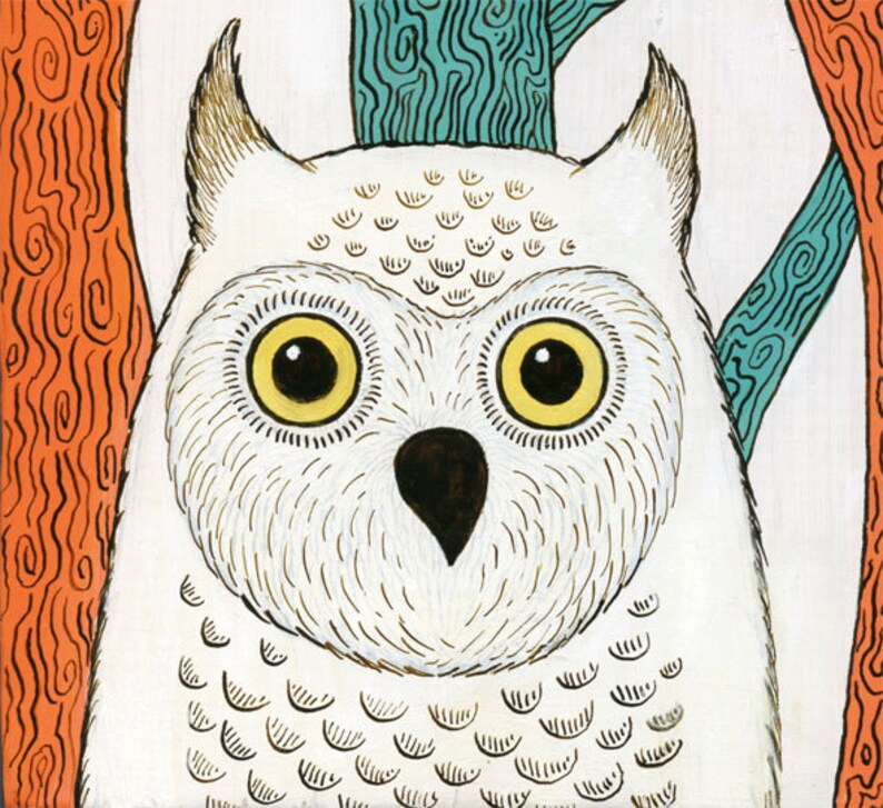 Blue Moon Owl Forest Art Print 8 x10 image 2