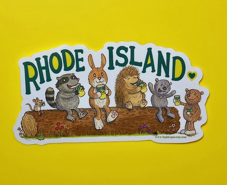 Rhode Island Drinking Buddies Vinyl Sticker 5 x 2 1/2 image 1