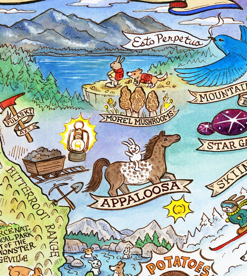 Idaho State Map Art Print 11" X 14" - Etsy