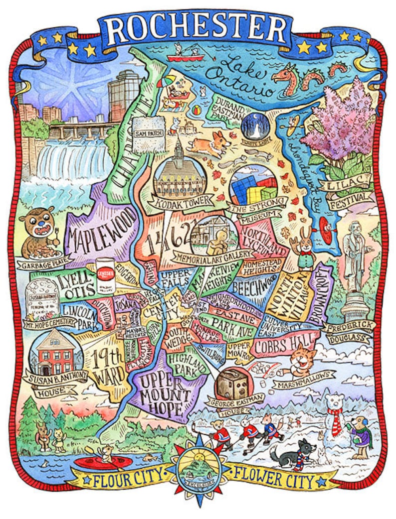 Rochester New York Map Art Print 11"x 14" - Etsy