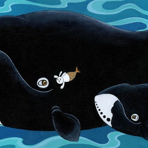 Bowhead Whale and Merbunny Art Print The Secret 8 x 10 image 1