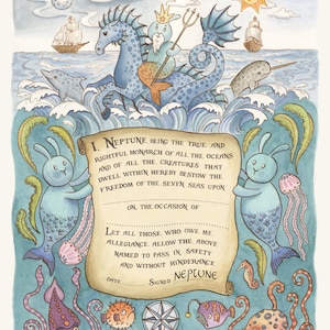 Nautical Line Crossing Certificate Neptune 11&quot;x14&quot;