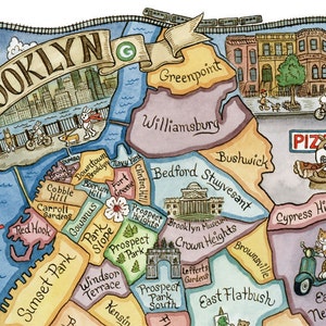 Brooklyn New York City Map Kunstdruck 28 x 35 cm