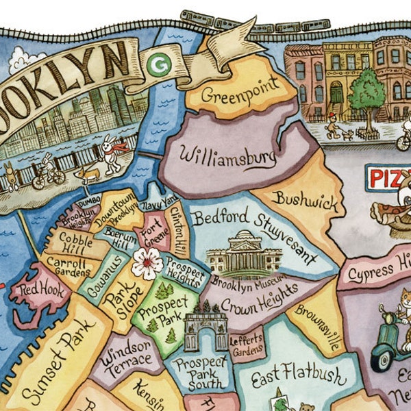 Brooklyn New York City Map Art Print 11" x 14"