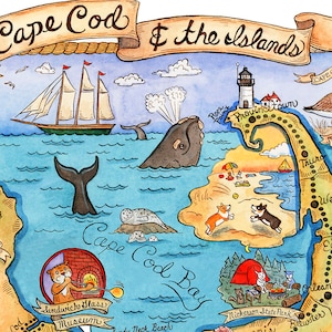 Cape Cod Kunstdruck, Map Kunstdruck 40x50cm