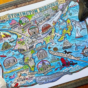 Stonington Borough Connecticut Map Art Print 11&quot;x14&quot;