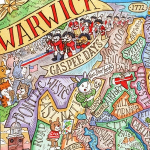 Warwick Rhode Island Map Kunstdruck 20cm x 25cm