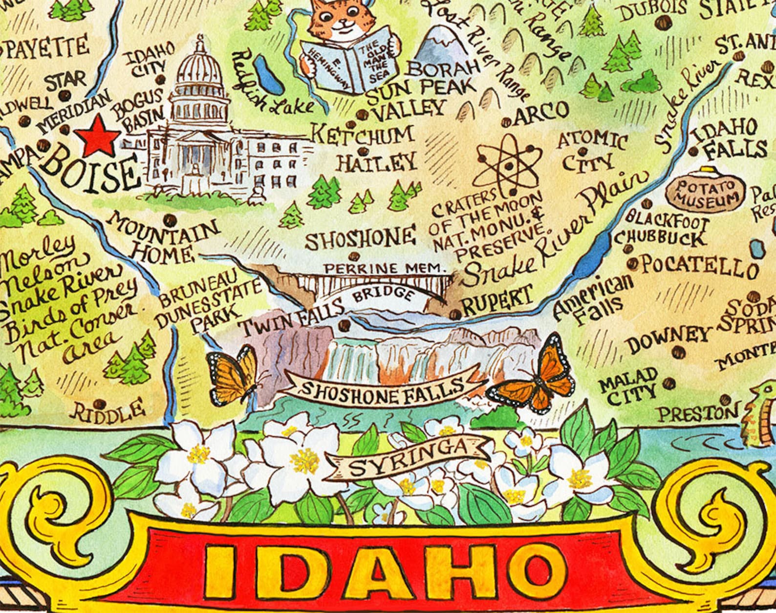 Idaho State Map Art Print 11" X 14" - Etsy