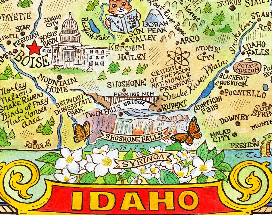 Idaho State Map Art Print 11" X 14" - Etsy