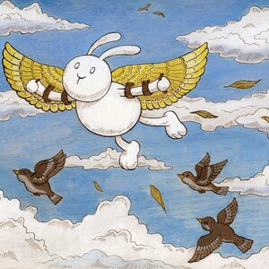 Icarus Art Print vliegen Bunny 8 &quot;x 10&quot;