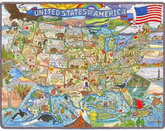 USA United States of America Map 16"x20" Art Print