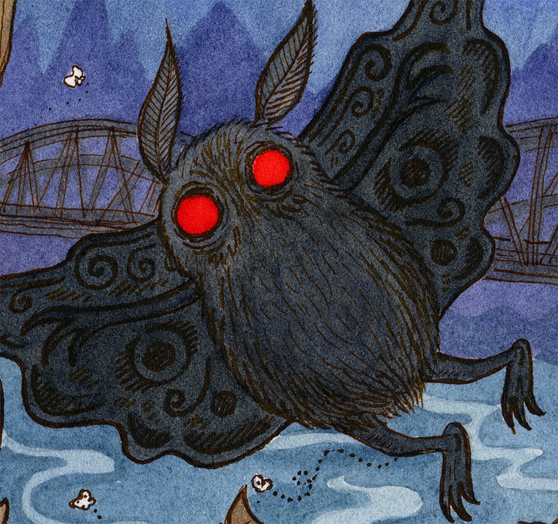 Mothman Cryptozoology Art Print | Etsy