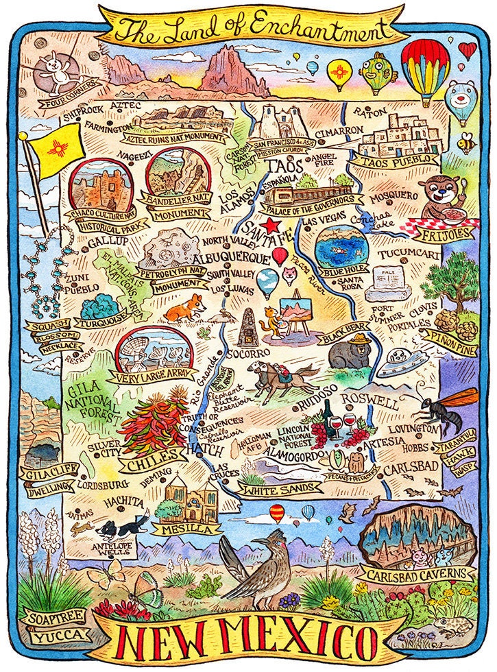 New Mexico State Map Art Print 8
