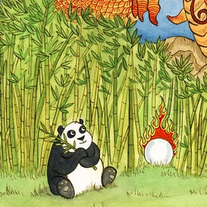 Chinese Dragon Panda Bamboo Art Print 16 x 20 limited Edition image 3