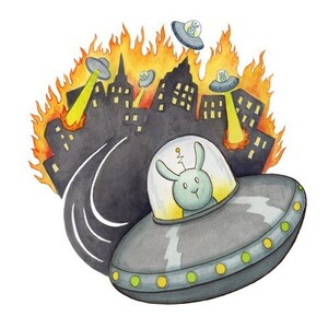 Alien Bunny UFO Art Print-The Invasion