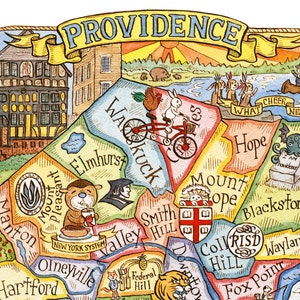 Carte artistique Providence Rhode Island 11 x 14 po