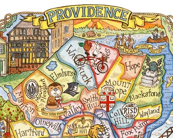 Providence Rhode Island Art Map 11" x 14"