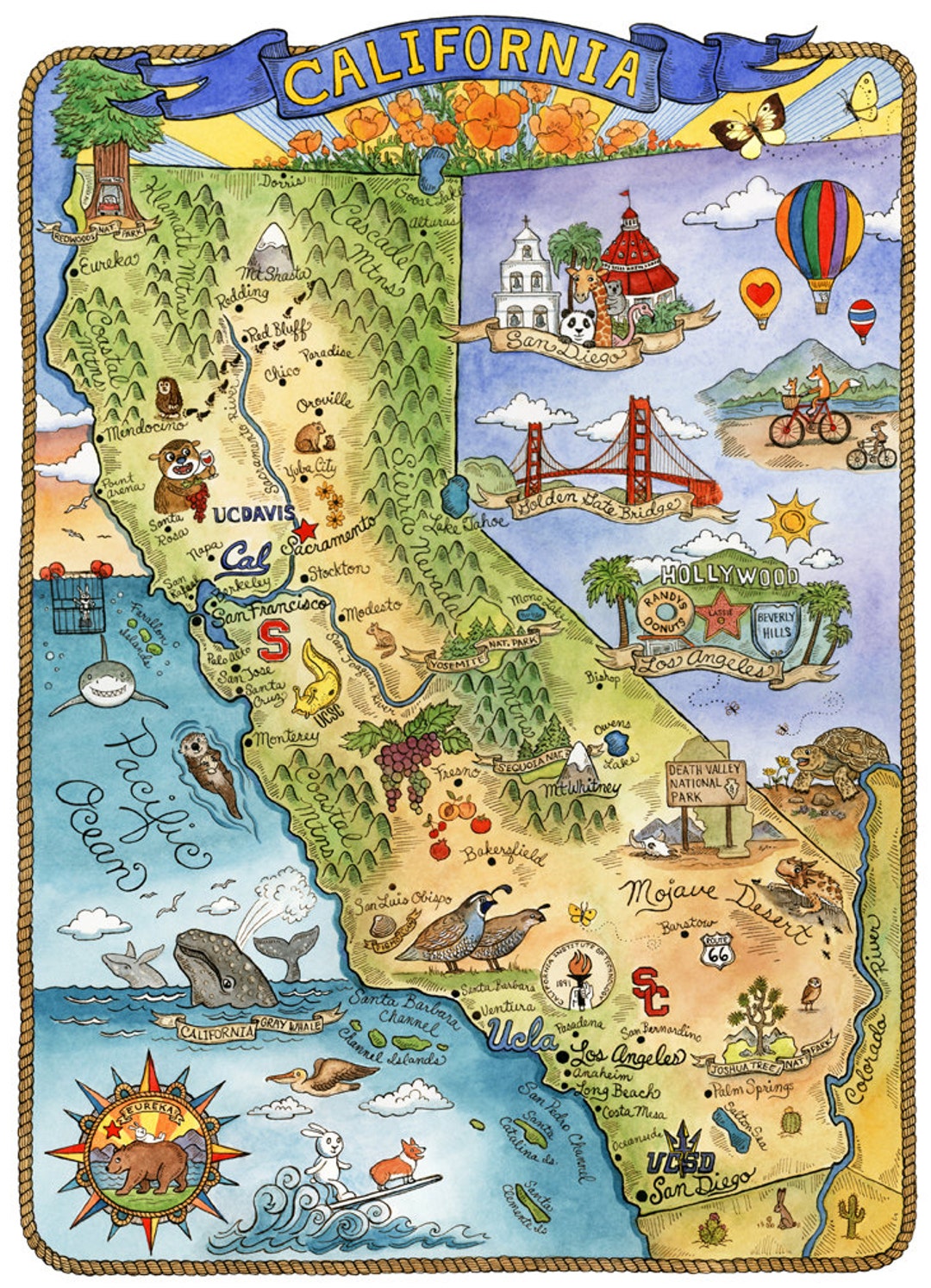 California Map Art Print 8 California Map Art Print 8
