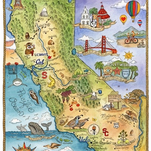 カリフォルニア州アートマップ 16" x 20"
