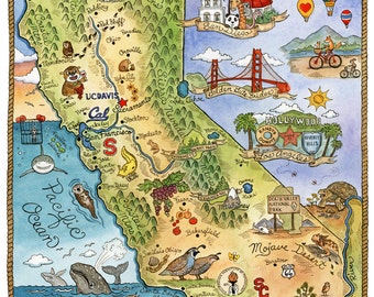 カリフォルニア州アートマップ 16インチ x 20インチ - Etsy 日本