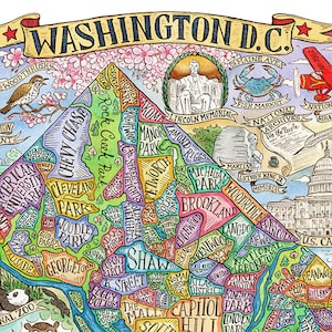 Kaart van de buurt van Washington DC 16 x 20 inch