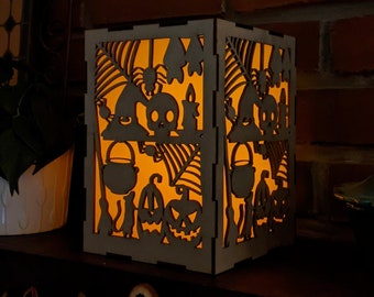Witch's Cupboard Wood Laser Cut Candleholder Digital File | Tea Light Lantern Votive Holder| Digital Download Files SVG, DXF, PNG Format